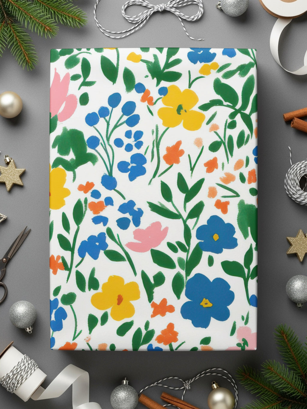 Vibrant Floral Design Gift Wrapping Paper Roll