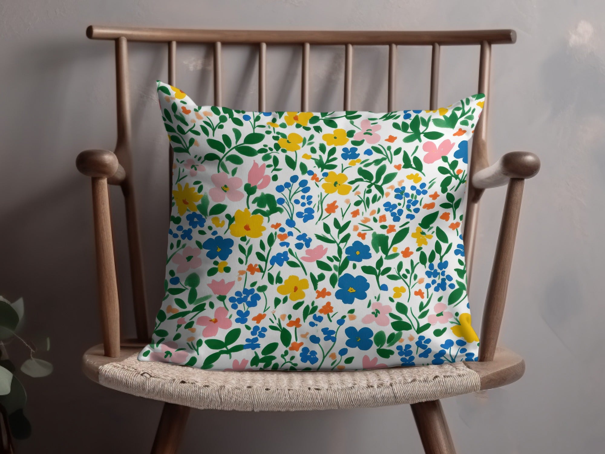 Colorful Floral Pattern Decorative Pillow