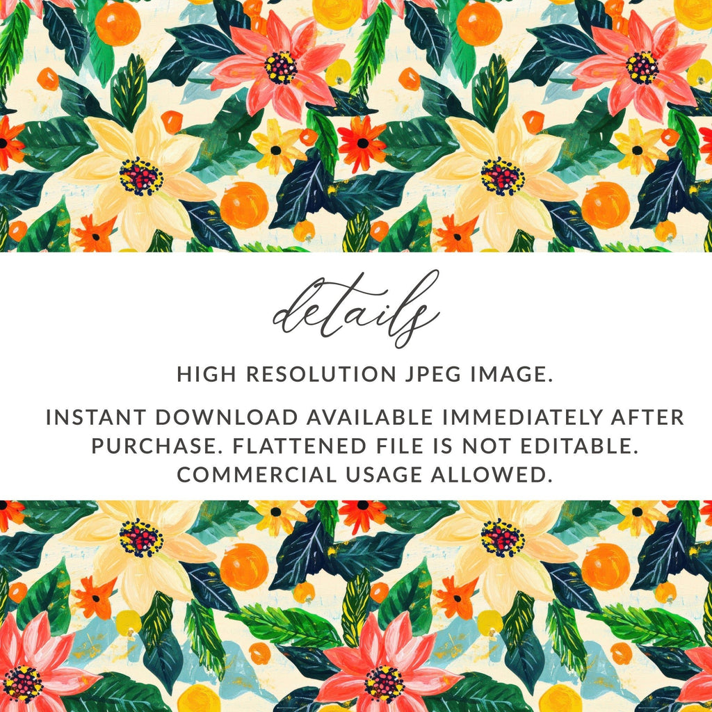 Bright Floral and Citrus Pattern Seamless Surface Design Digital - Moore and Mountain