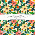Bright Floral and Citrus Pattern Seamless Surface Design Digital - Moore and Mountain