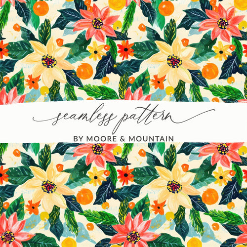 Bright Floral and Citrus Pattern Seamless Surface Design Digital - Moore and Mountain