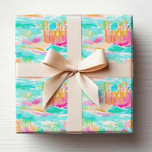 Bright and Colorful Castle Themed Wrapped Gift Box