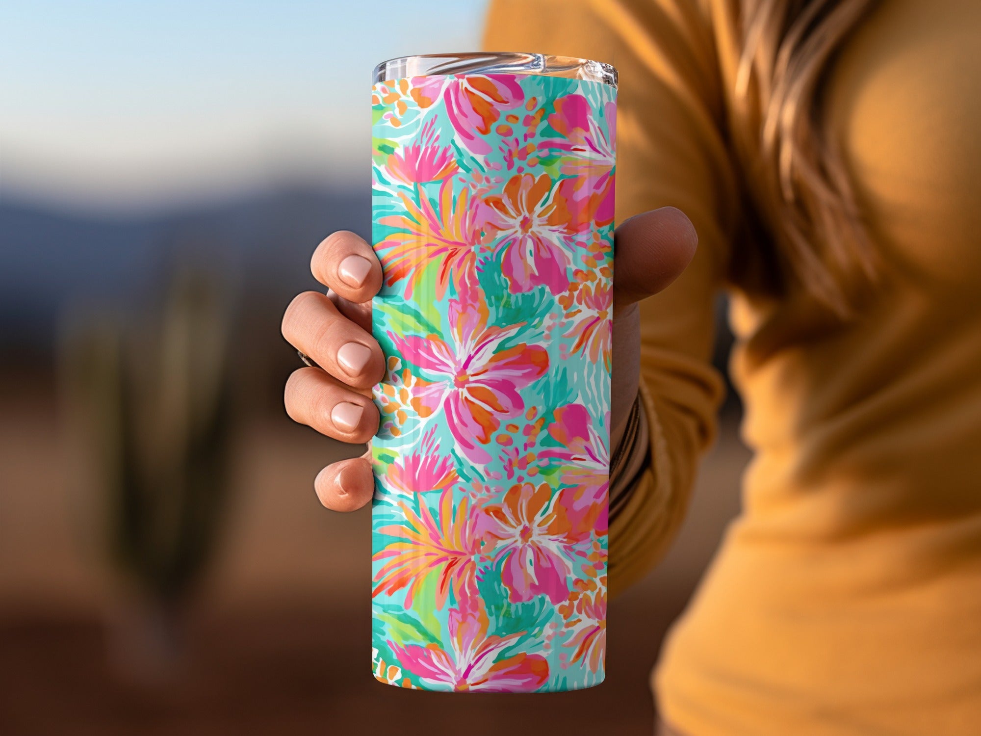 Colorful Floral Insulated Tumbler for Hot and Cold Drinks
