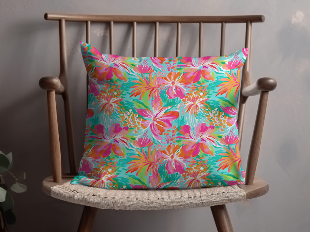 Bright Colorful Floral Decorative Cushion Cover