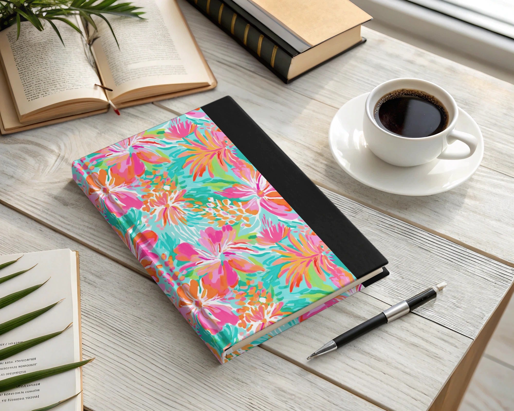 Vibrant Floral Design Hardcover Notebook for Daily Writing