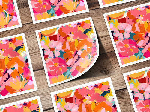 Vibrant Abstract Floral Pattern Art Print for Home Decor