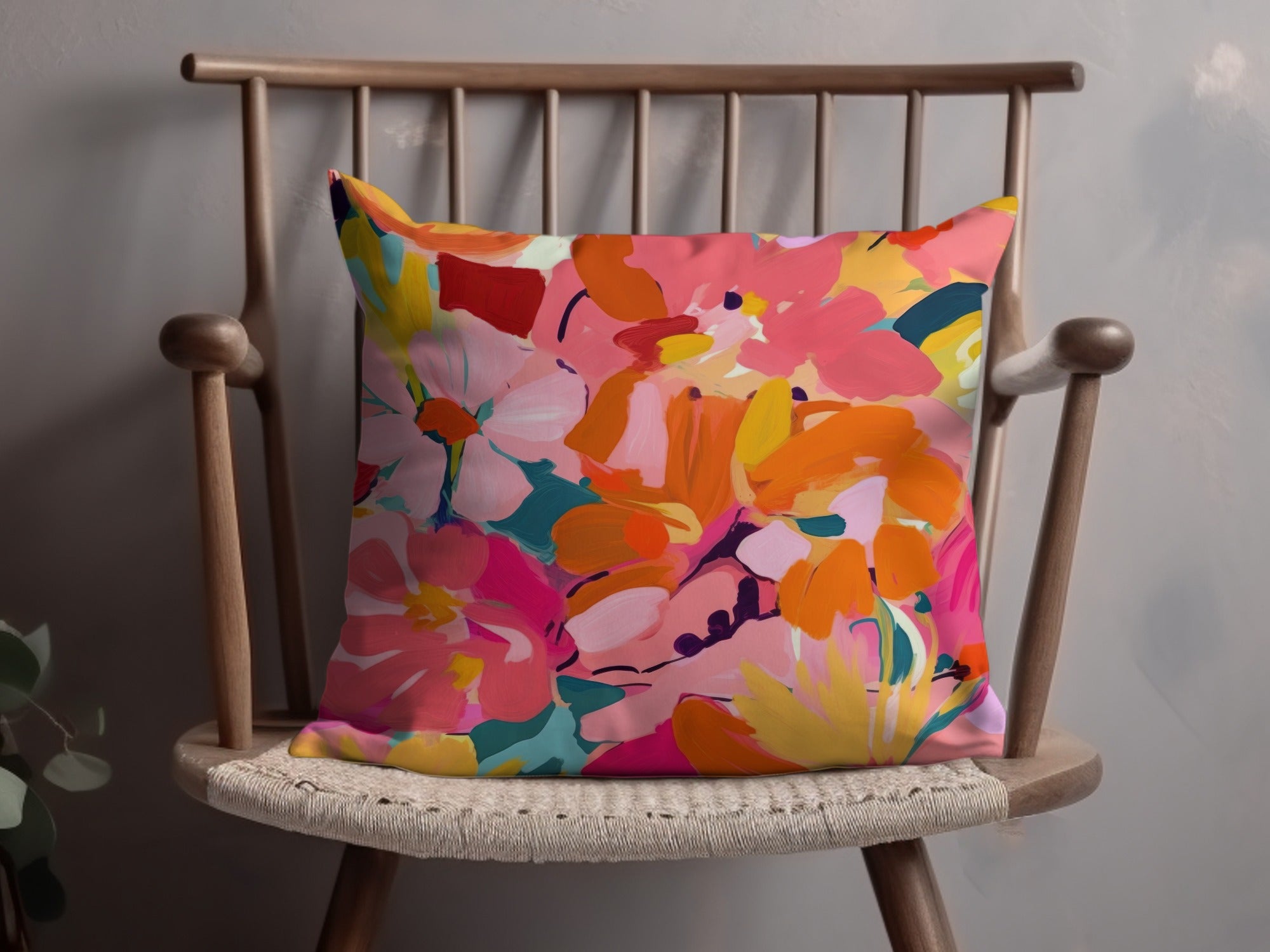 Vibrant Floral Design Throw Pillow for Home Decor
