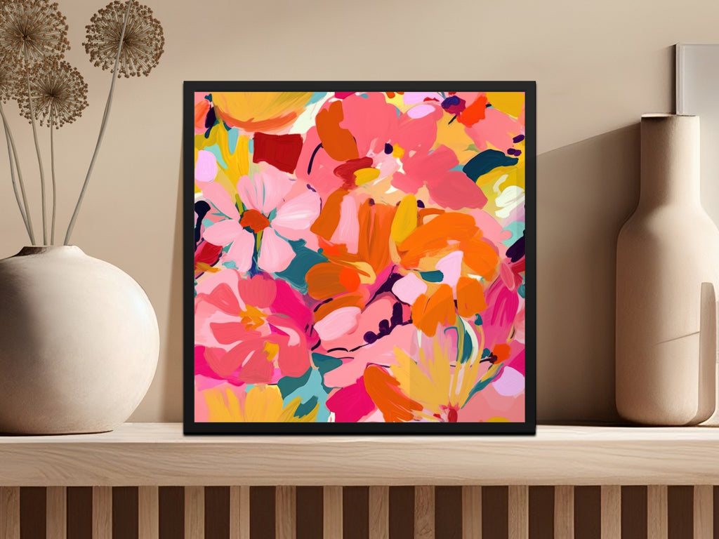 Vibrant Abstract Floral Art Print for Home Decor