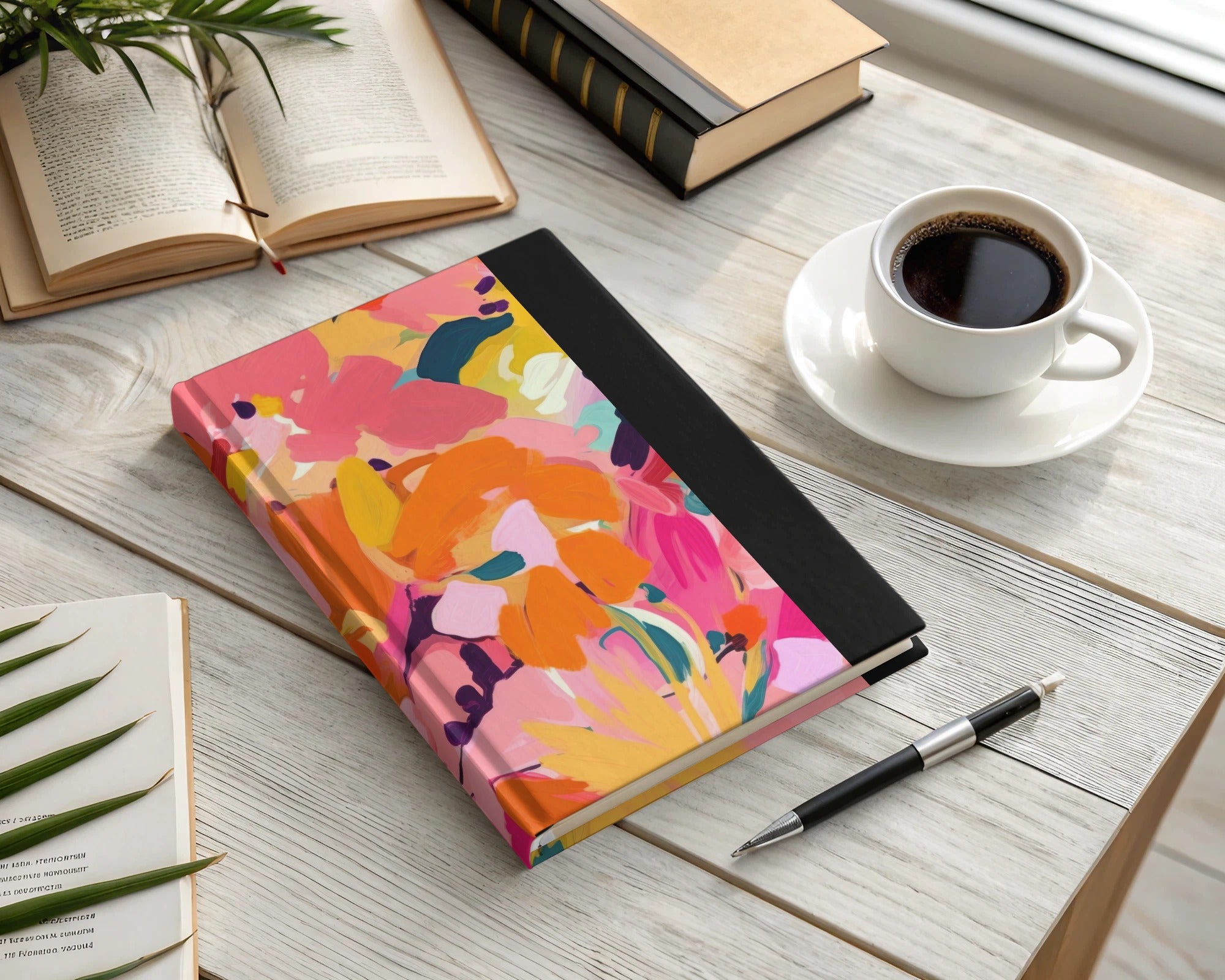 Vibrant Abstract Floral Design Hardcover Journal