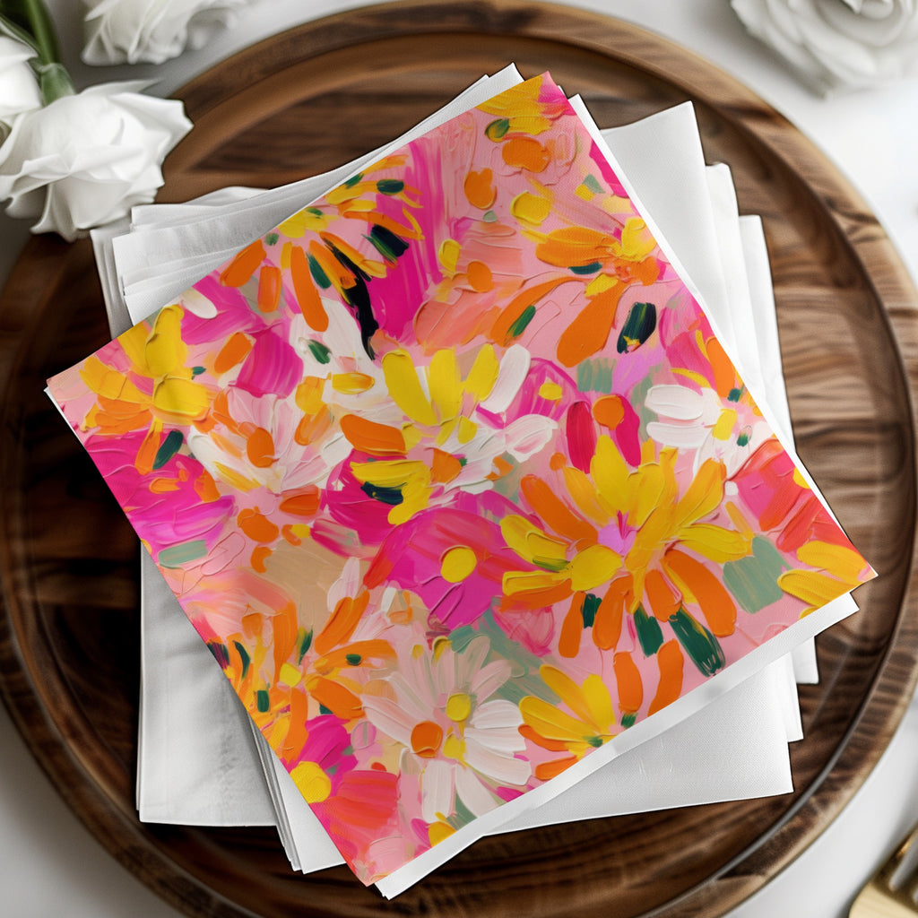 Vibrant Colorful Floral Pattern Decorative Napkins