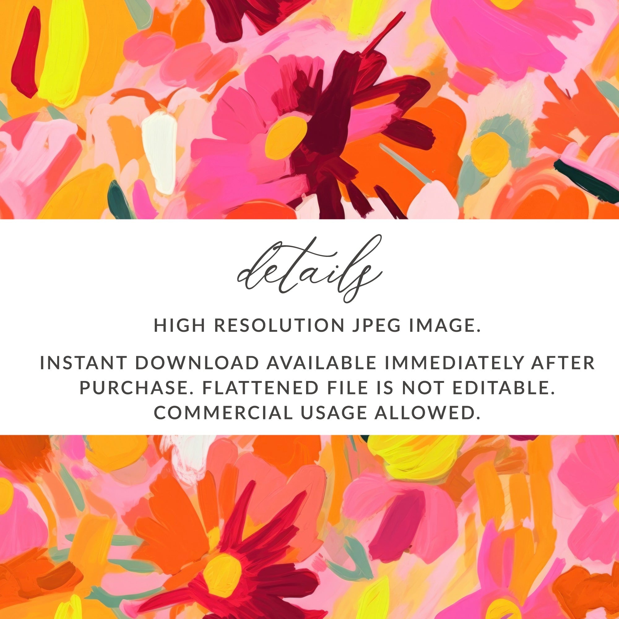 Vibrant Floral Art Print Instant Download JPEG Image