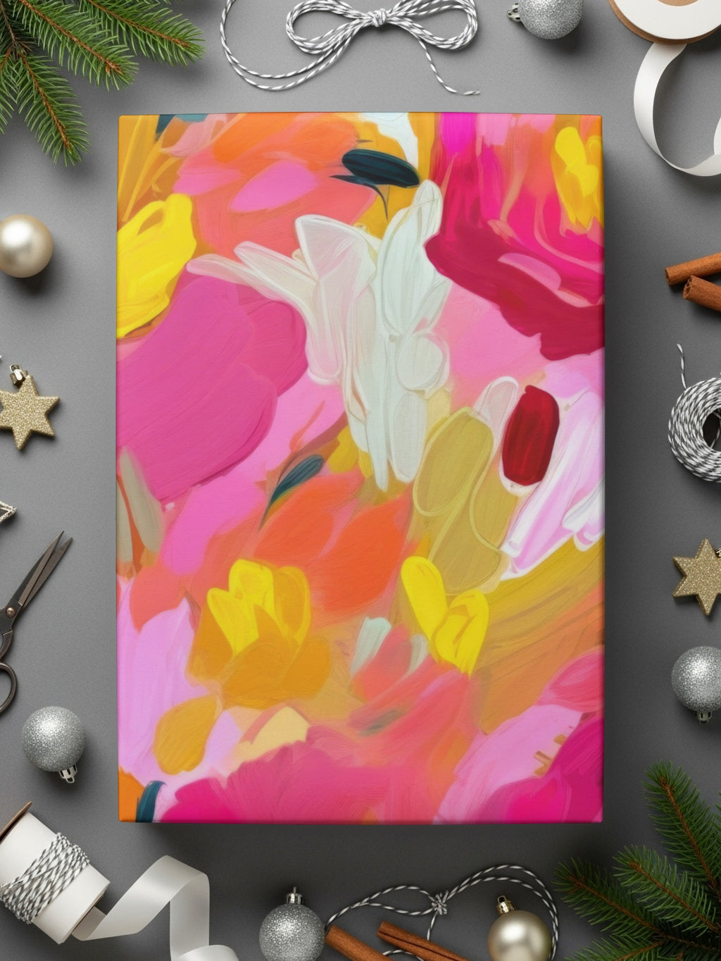 Vibrant Abstract Floral Art with Festive Background Canvas