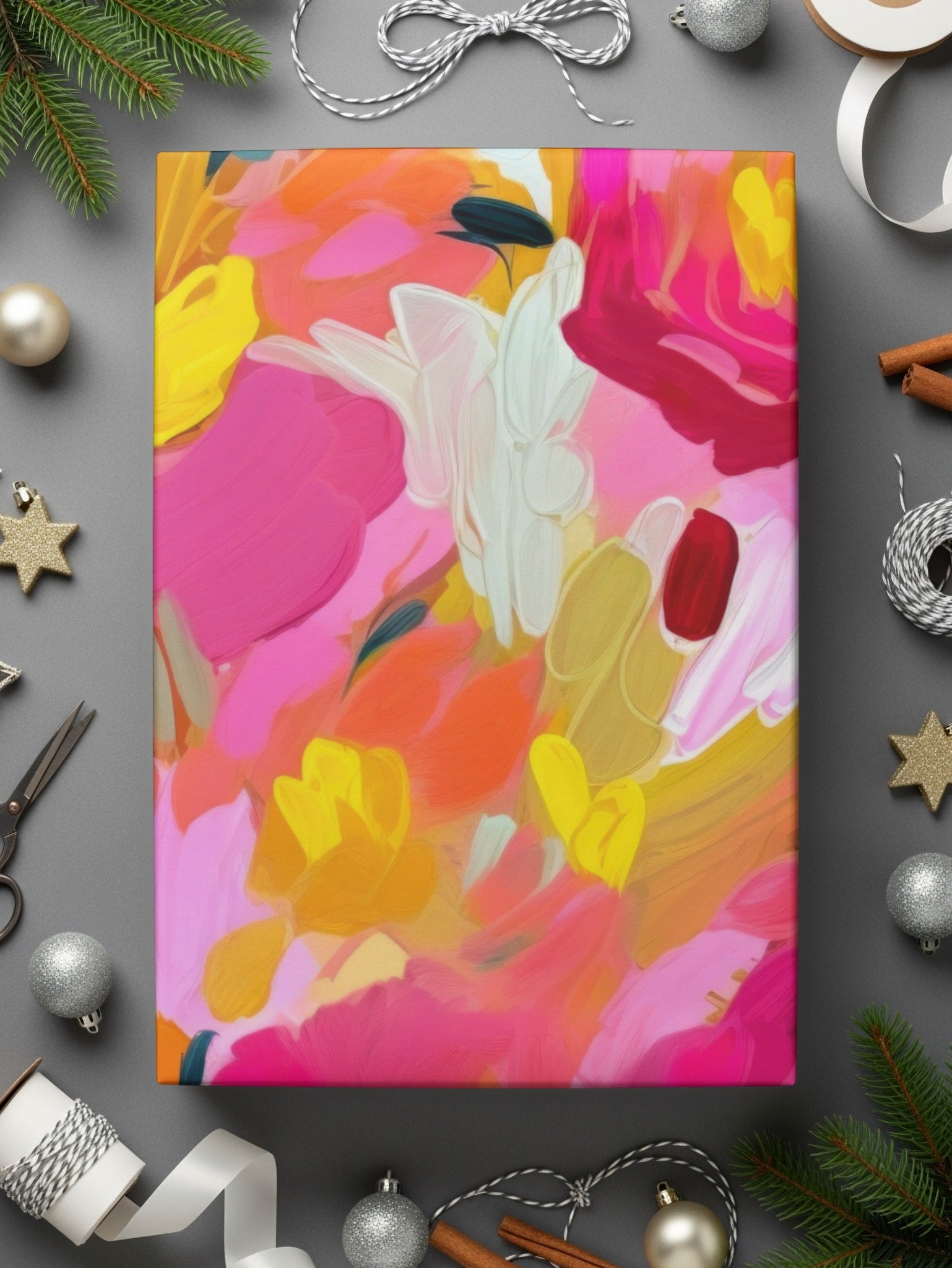 Vibrant Abstract Floral Art with Festive Background Canvas