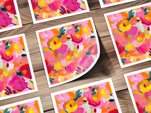 Vibrantly Painted Floral Design Art Print for Home Decor