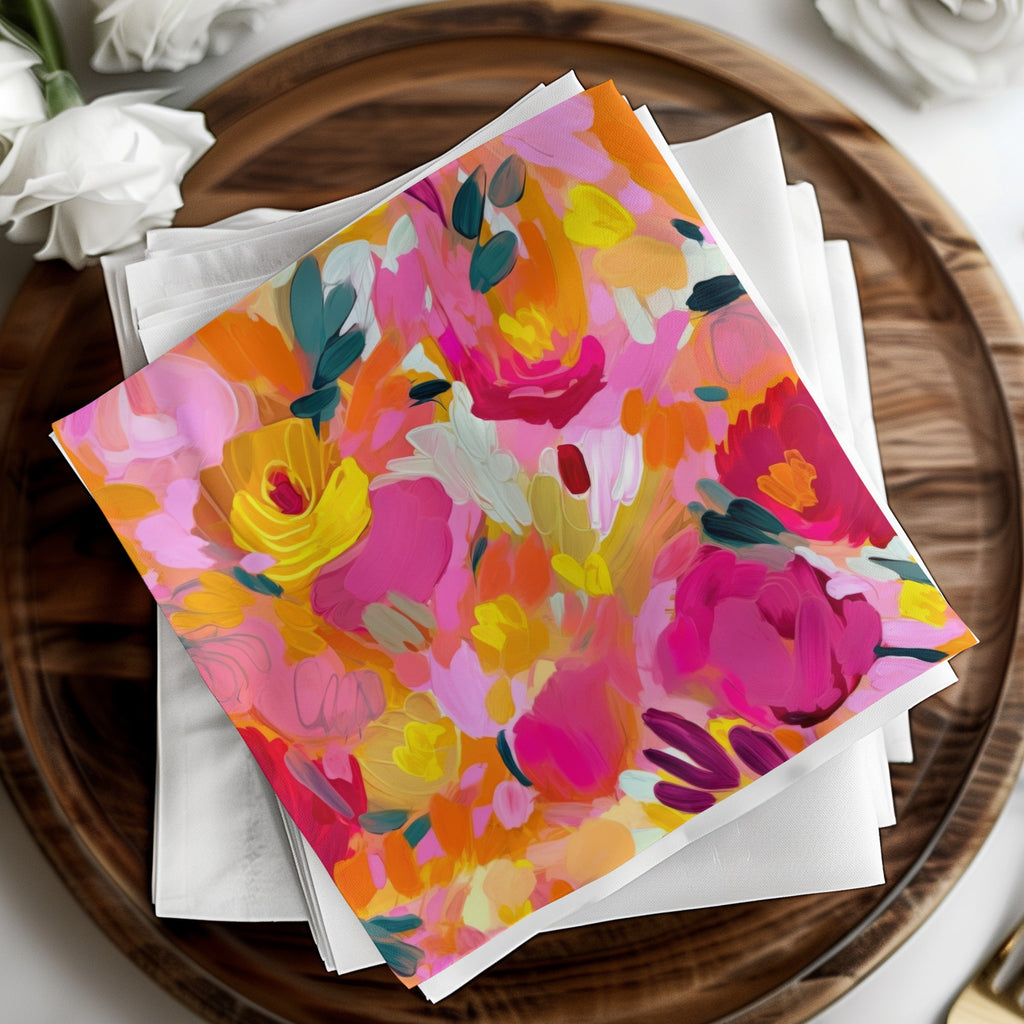 Vibrant Floral Design Printed Napkin Set