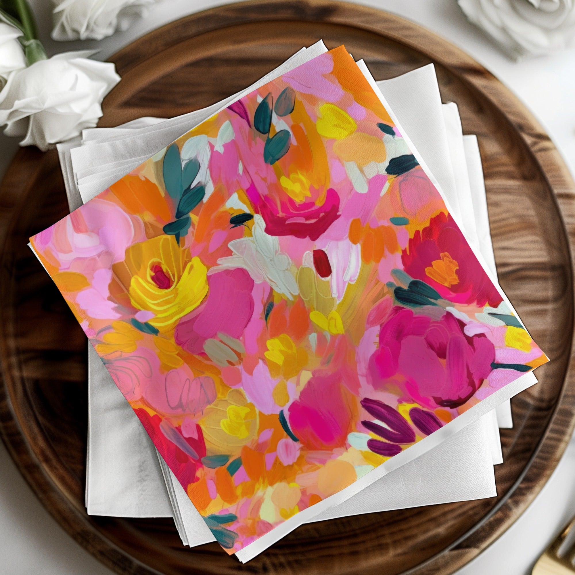 Vibrant Floral Design Printed Napkin Set
