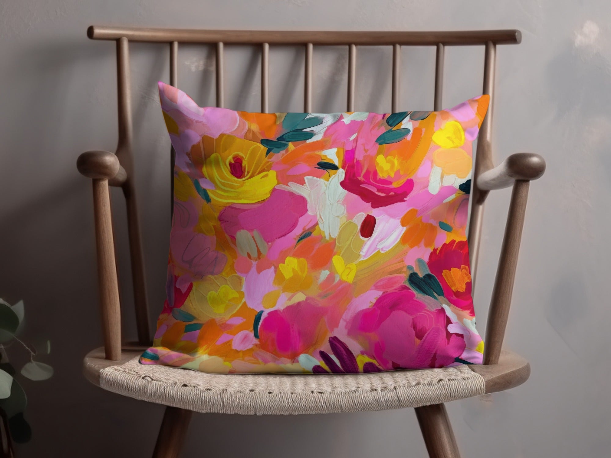 Bright Floral Pattern Decorative Pillow for Stylish Decor