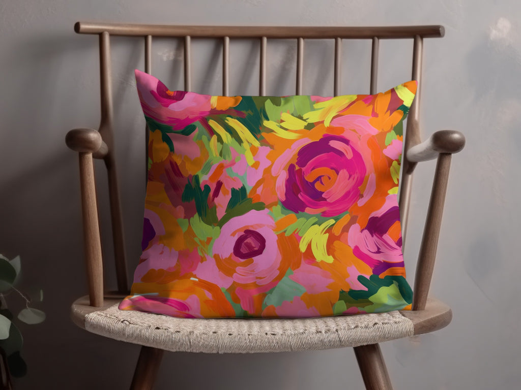 Colorful Floral Design Throw Pillow for Home Decor