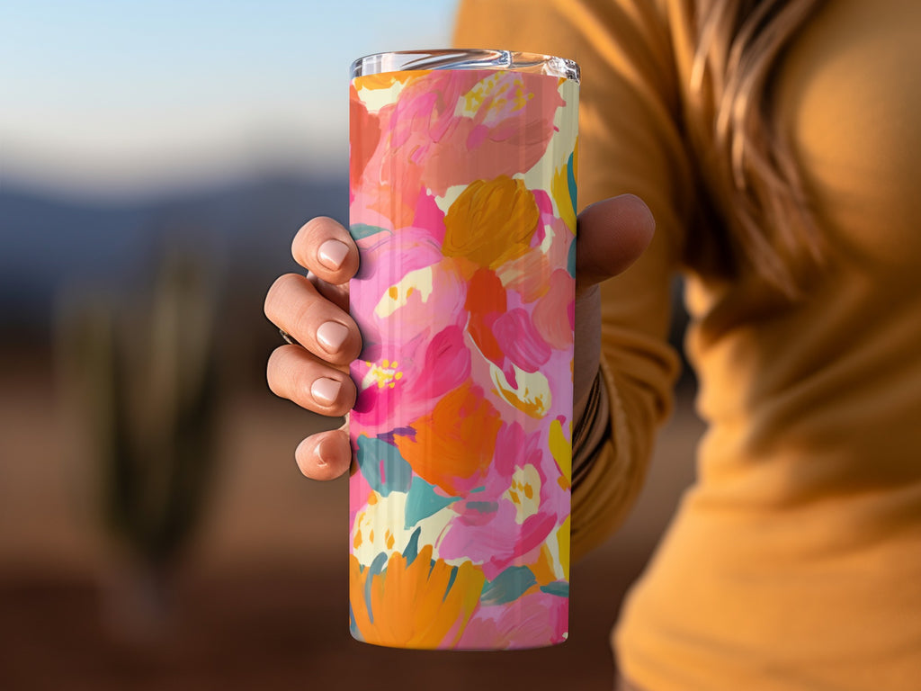 Vibrant Floral Design Handheld Insulated Tumbler