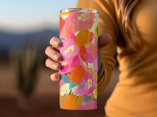Vibrant Floral Design Handheld Insulated Tumbler