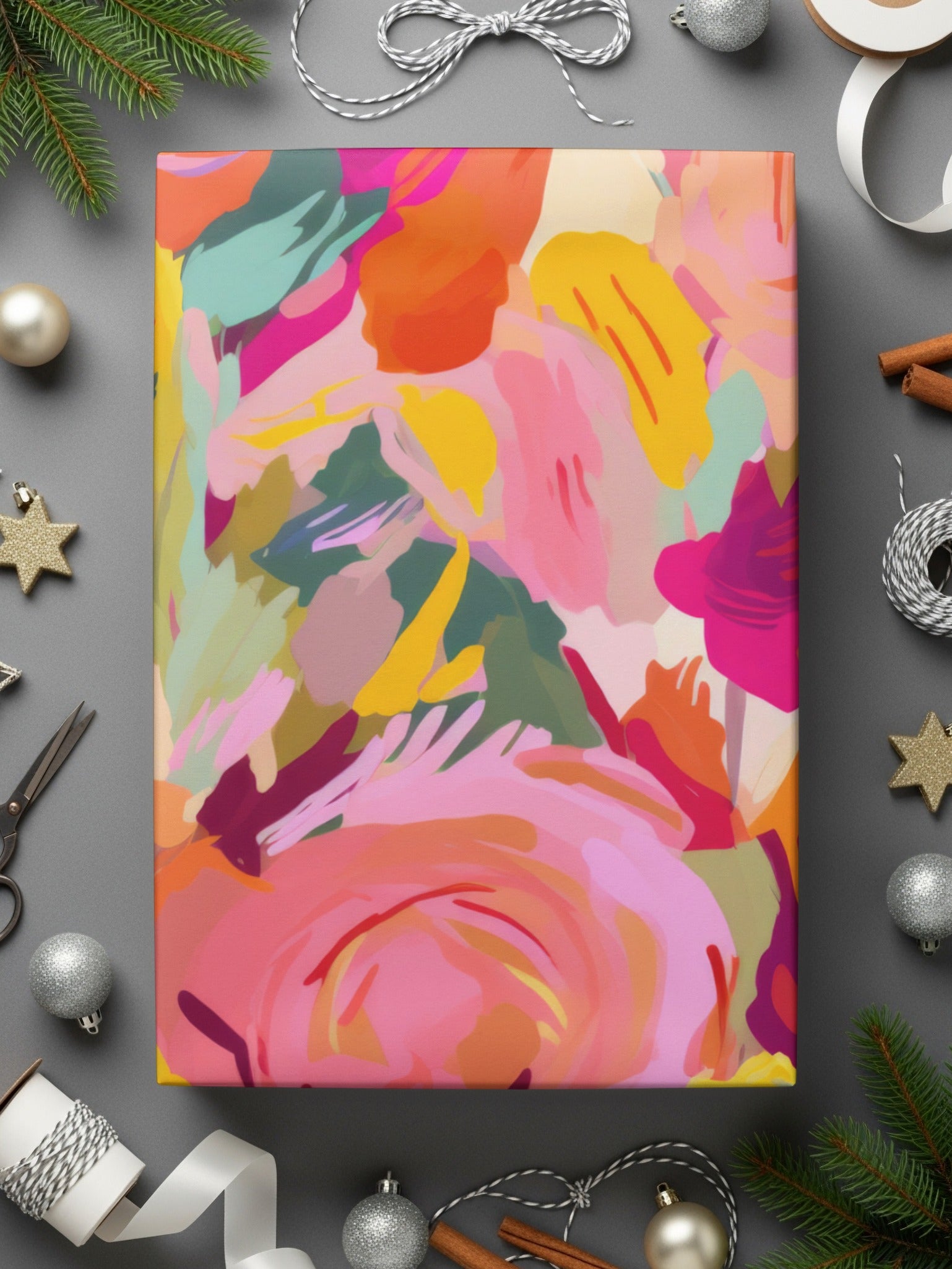 Colorful Abstract Floral Pattern Gift Wrap Paper