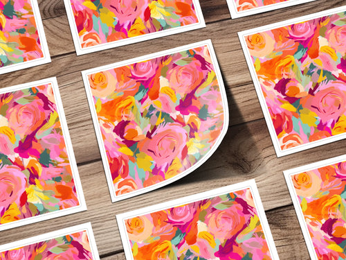 Colorful Abstract Floral Design Square Prints