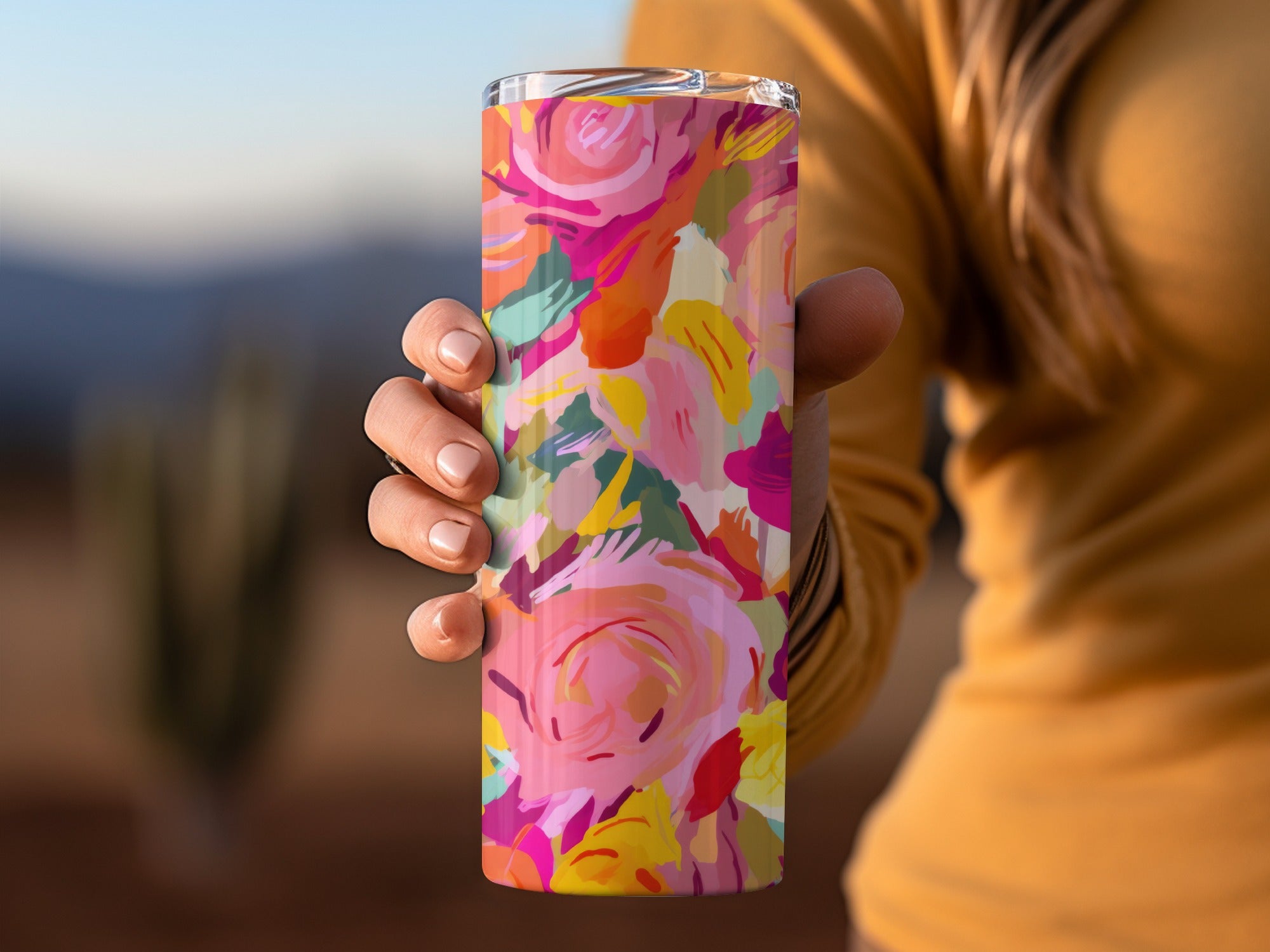 Colorful Abstract Floral Insulated Drinkware Tumbler