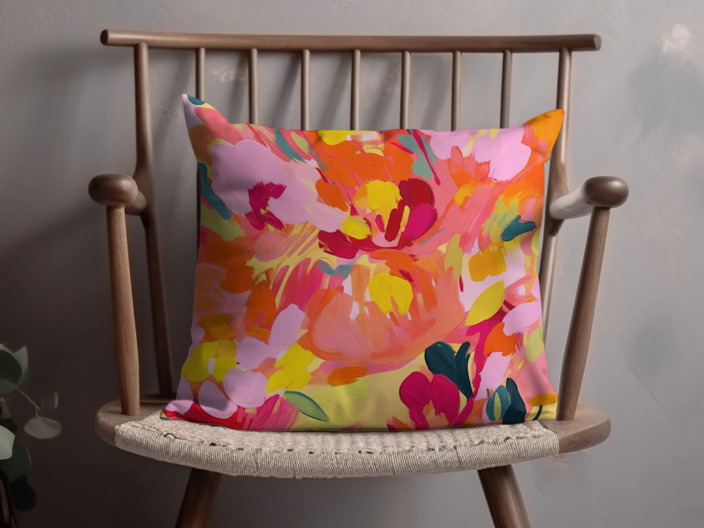 Colorful Abstract Floral Design Pillow for Home Decor