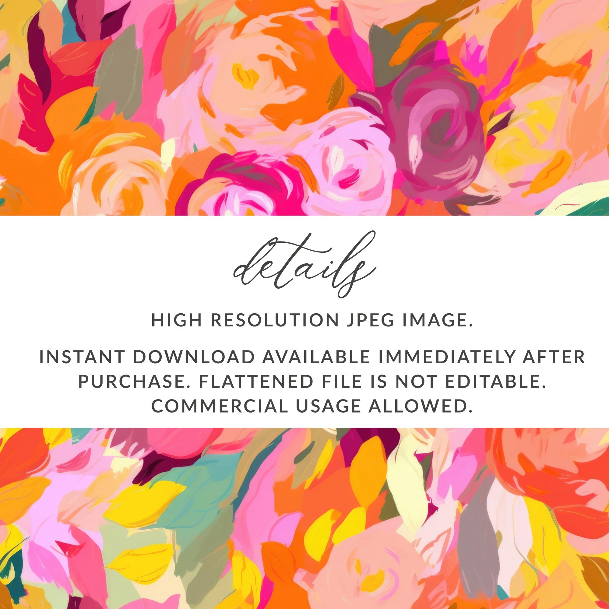 High Resolution Vibrant Floral Digital Art Instant Download