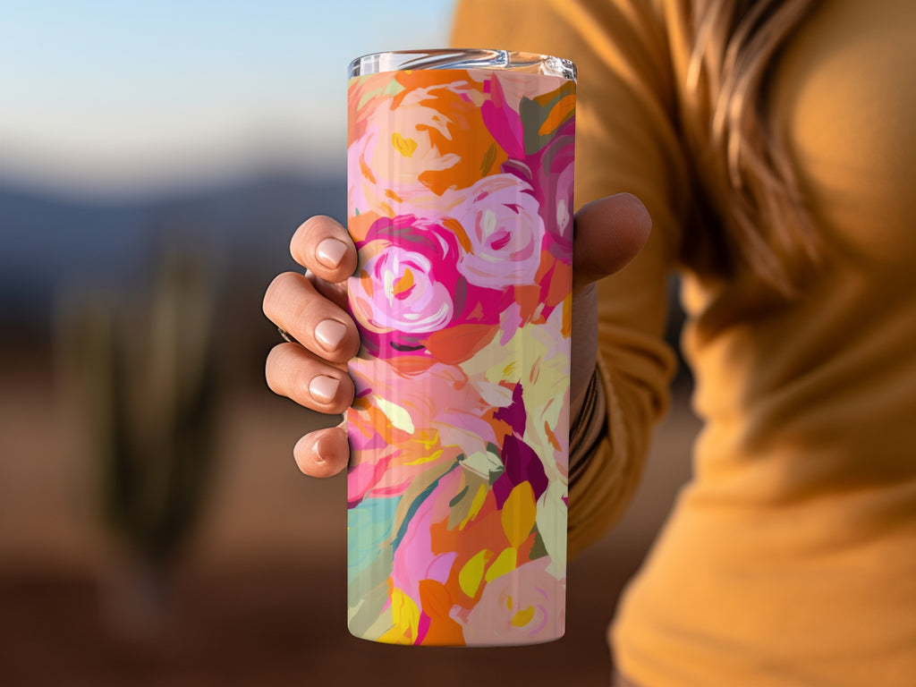 Vibrant Floral Design Insulated Tumbler for Beverages