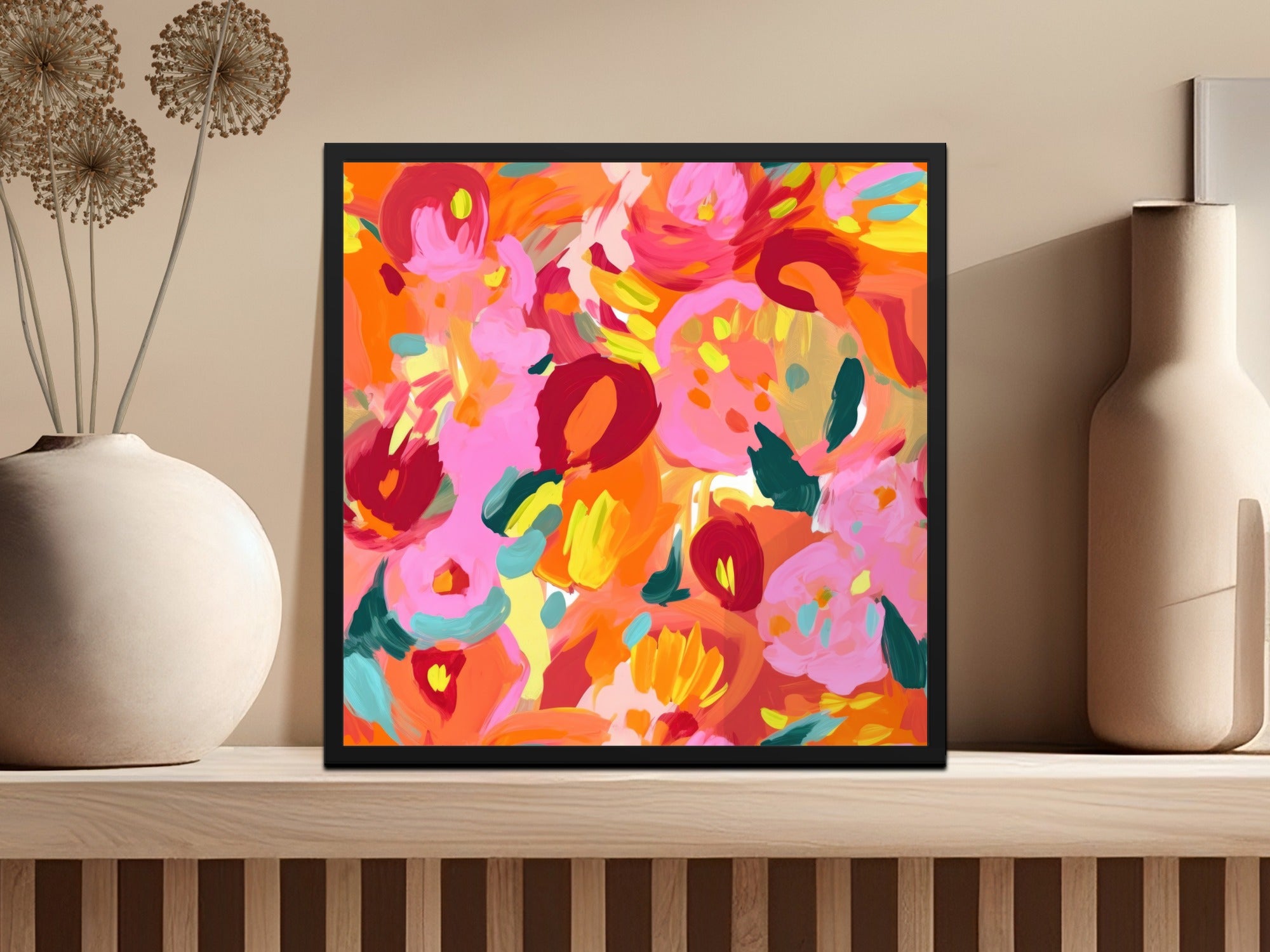 Vibrant Abstract Floral Pattern Artwork for Home Decor