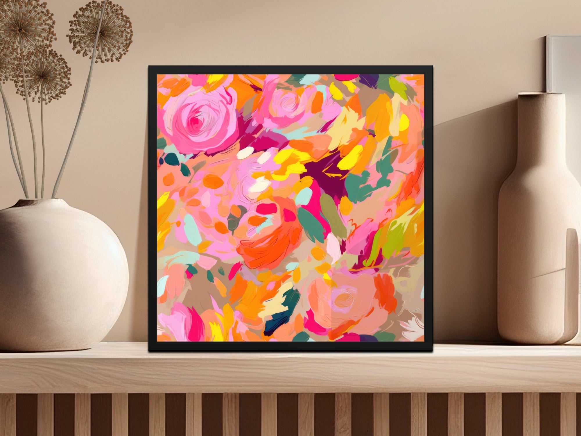 Vibrant Floral Abstract Art Print for Home Decor