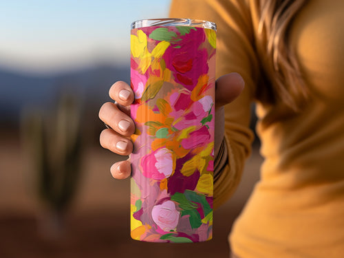 Colorful Floral Design Travel Tumbler for Beverages