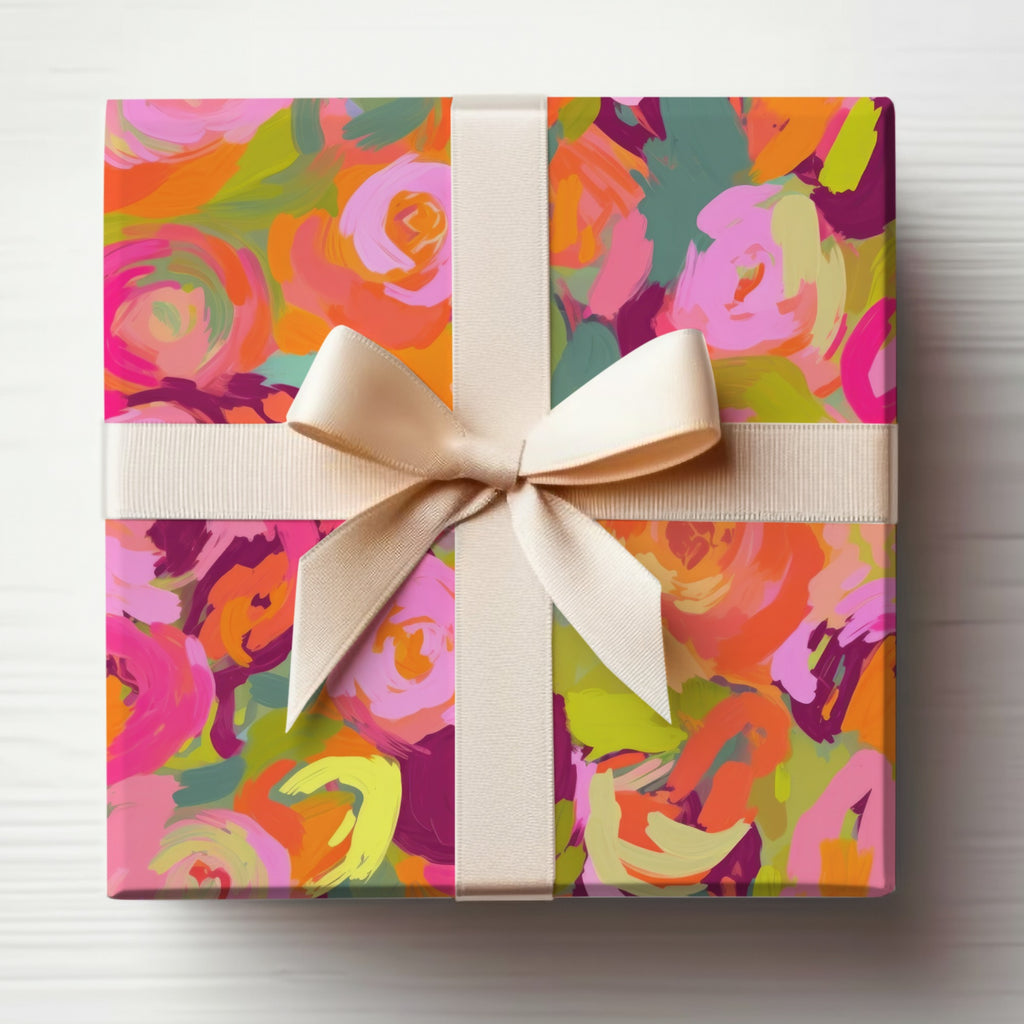 Vibrant Floral Gift Box with Elegant Ribbon Design