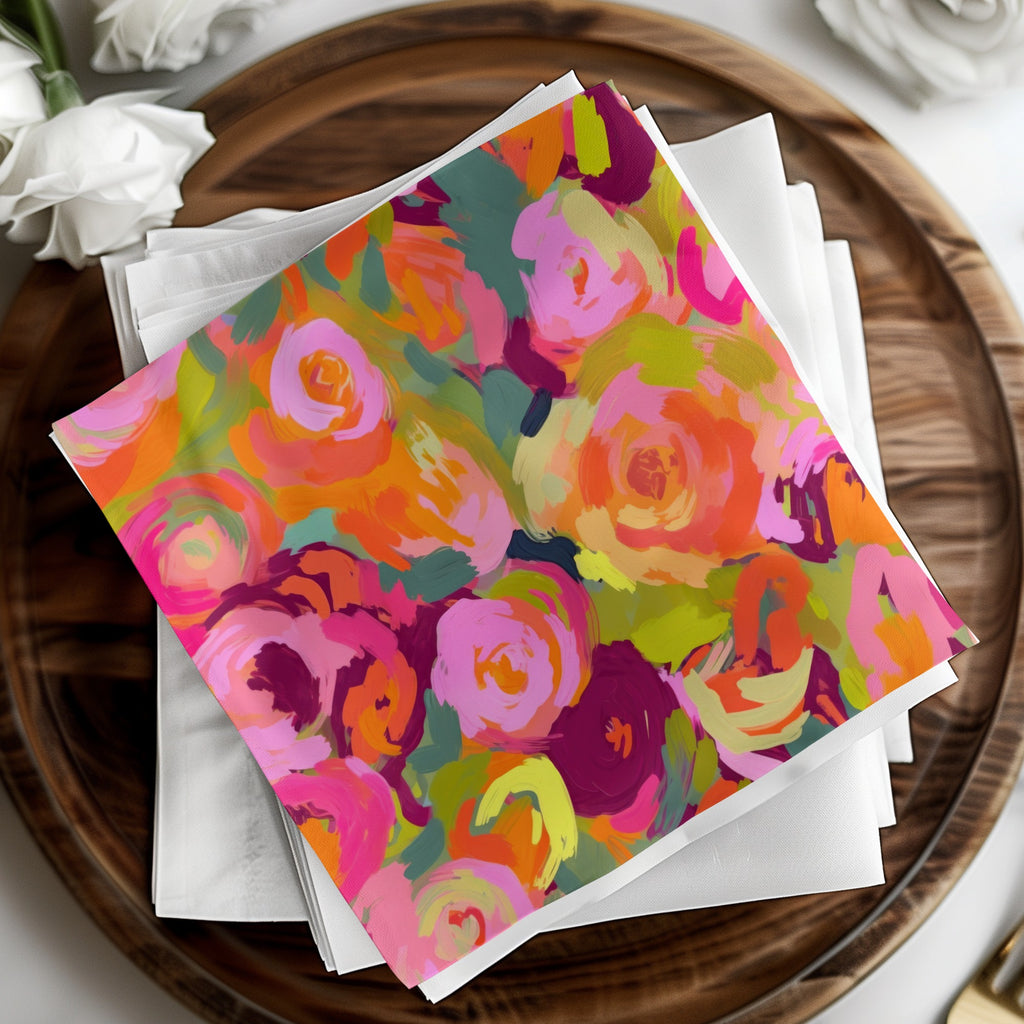 Vibrant Floral Pattern Design Colorful Decorative Napkin