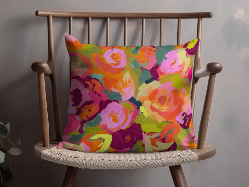 Vibrant Abstract Floral Design Throw Pillow Product