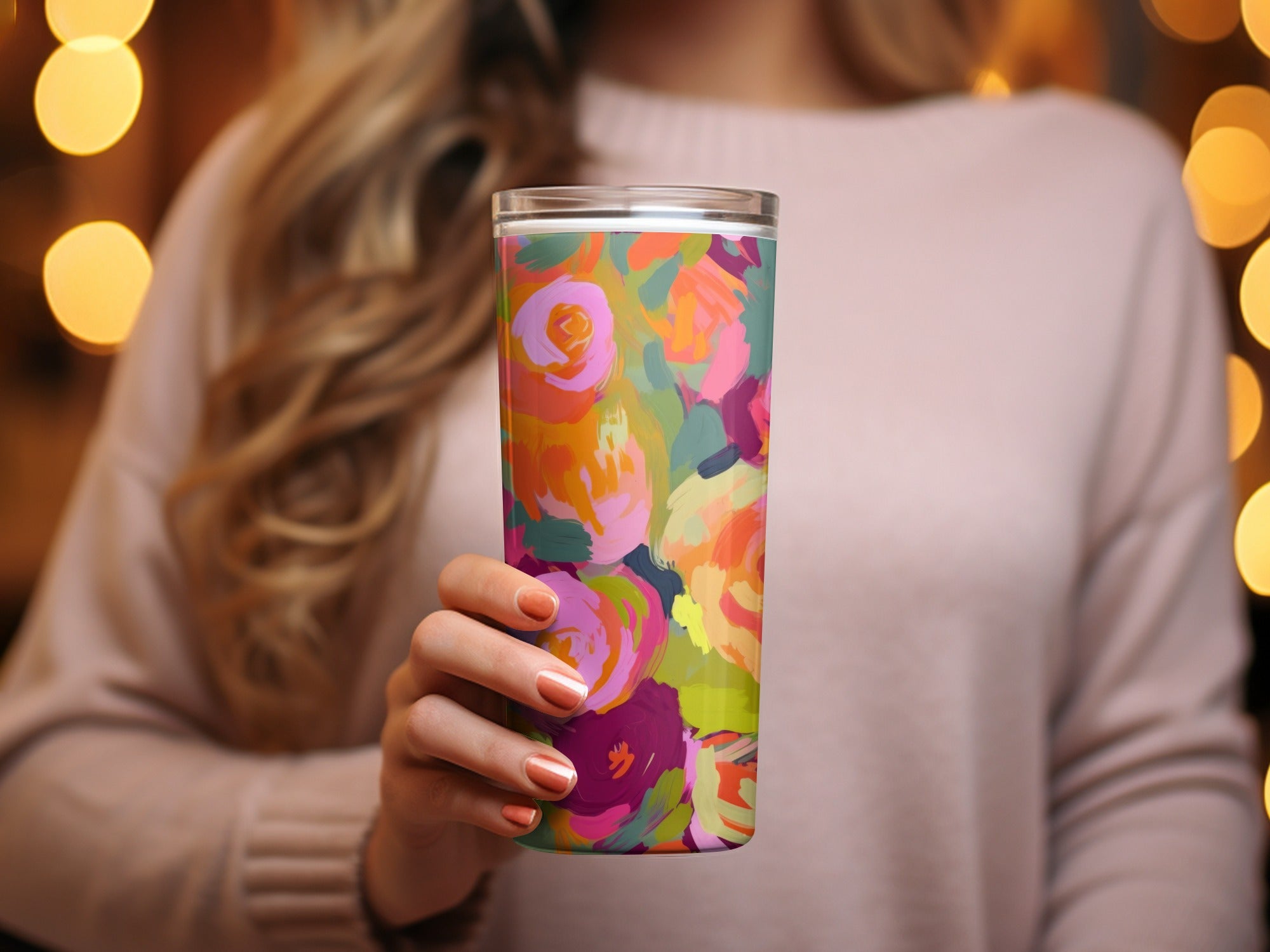 Colorful Abstract Floral Design Insulated Tumbler