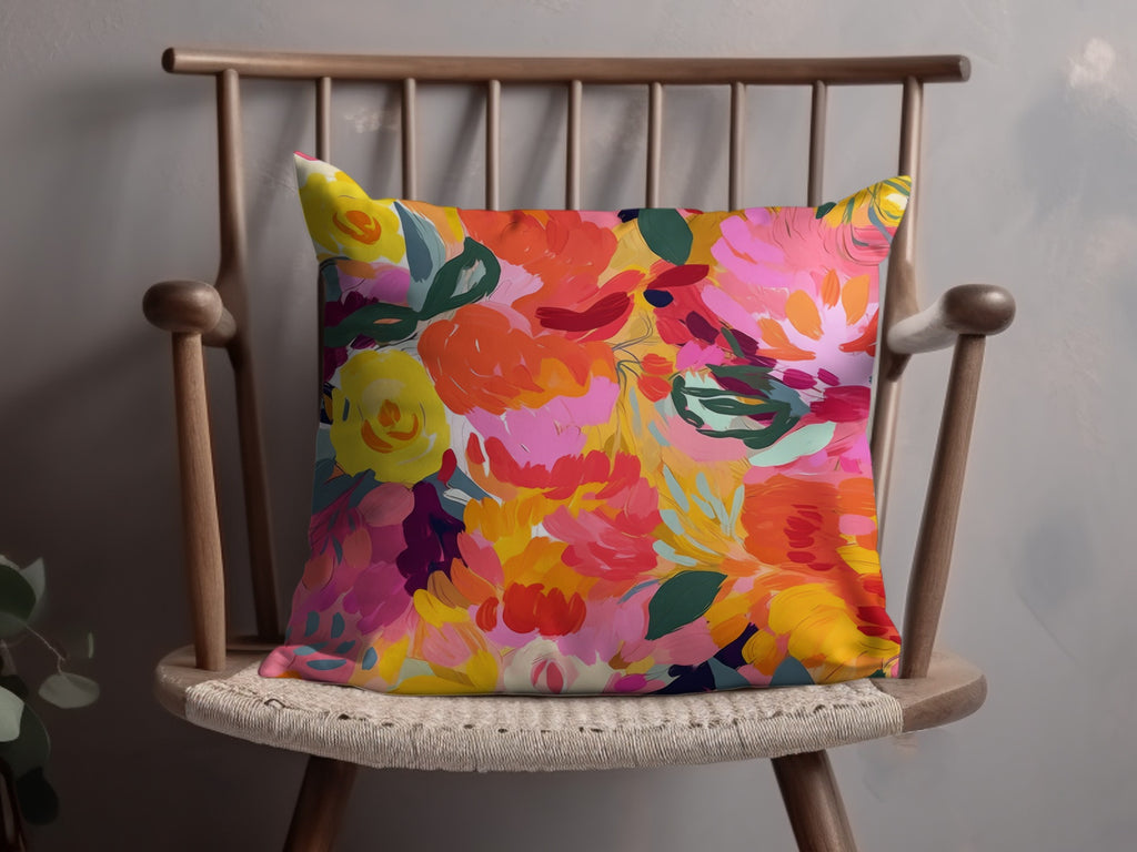 Vibrant Abstract Floral Design Cushion Pillow Home Decor