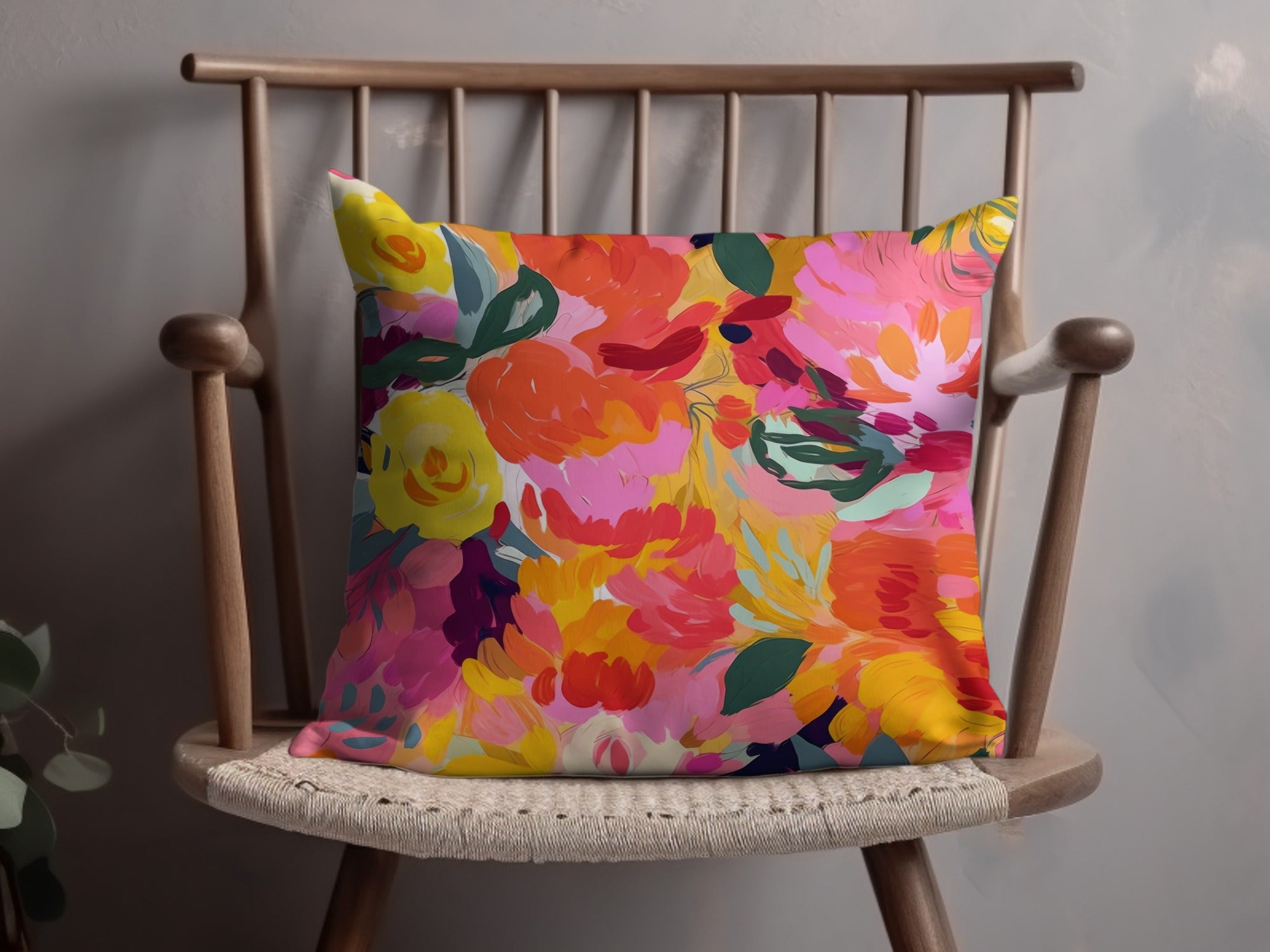 Vibrant Abstract Floral Design Cushion Pillow Home Decor
