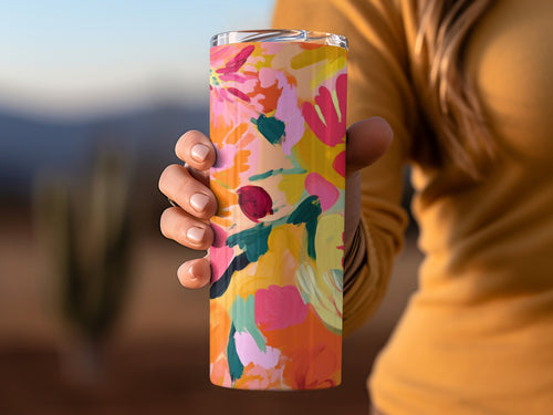 Colorful Abstract Floral Design Insulated Tumbler