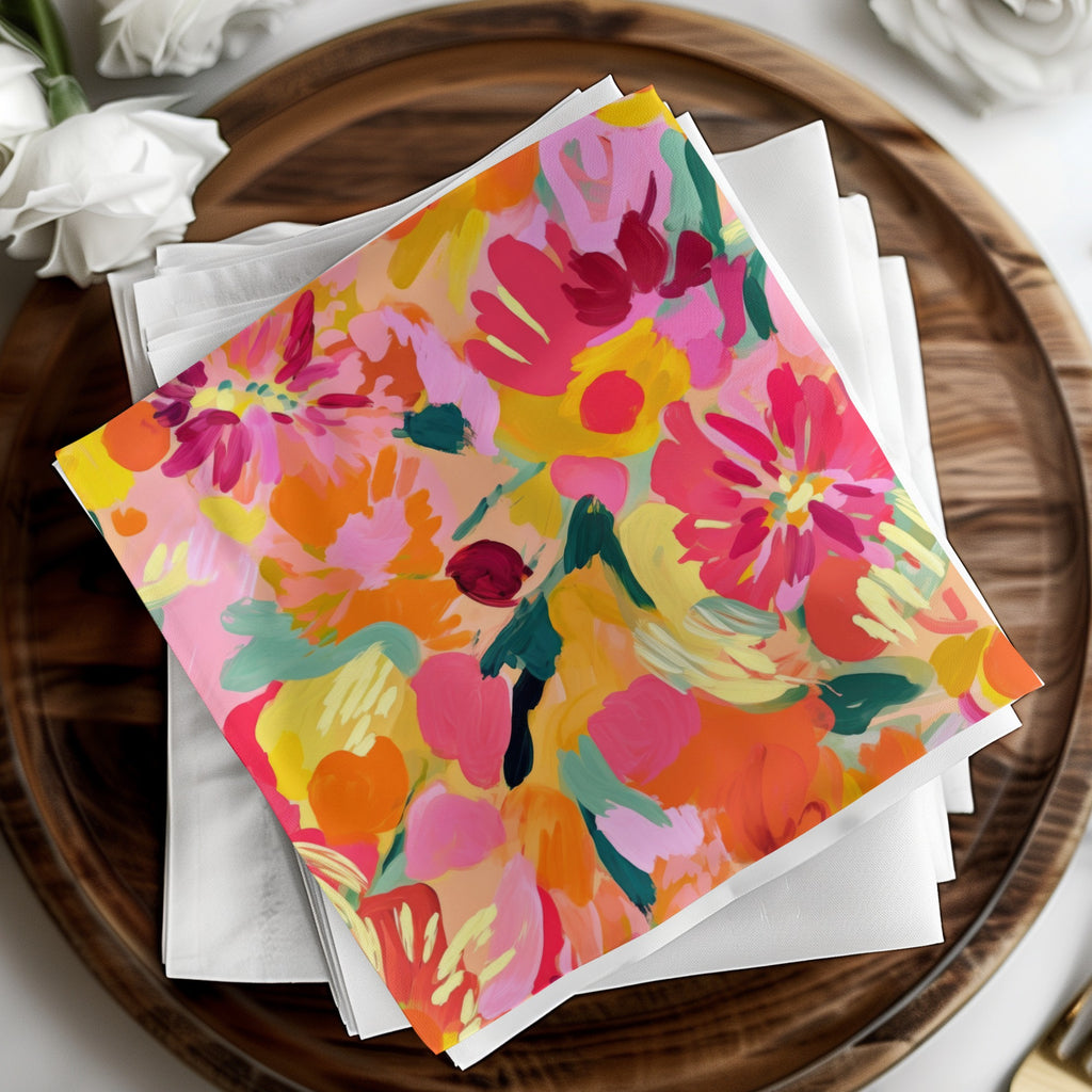 Vibrant Floral Design with Bright Colors Napkin Product