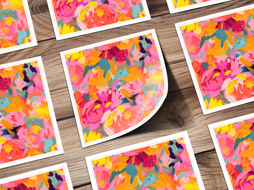 Vibrant Abstract Floral Pattern Art Design Sticker