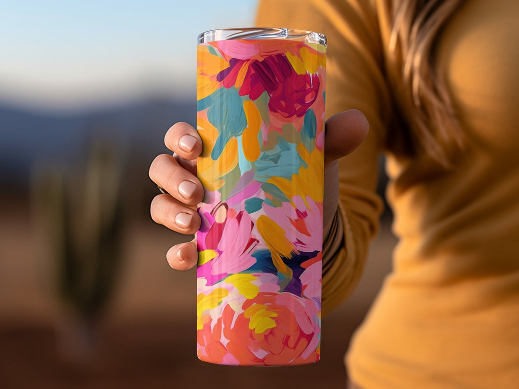 Vibrant Floral Pattern Insulated Travel Mug