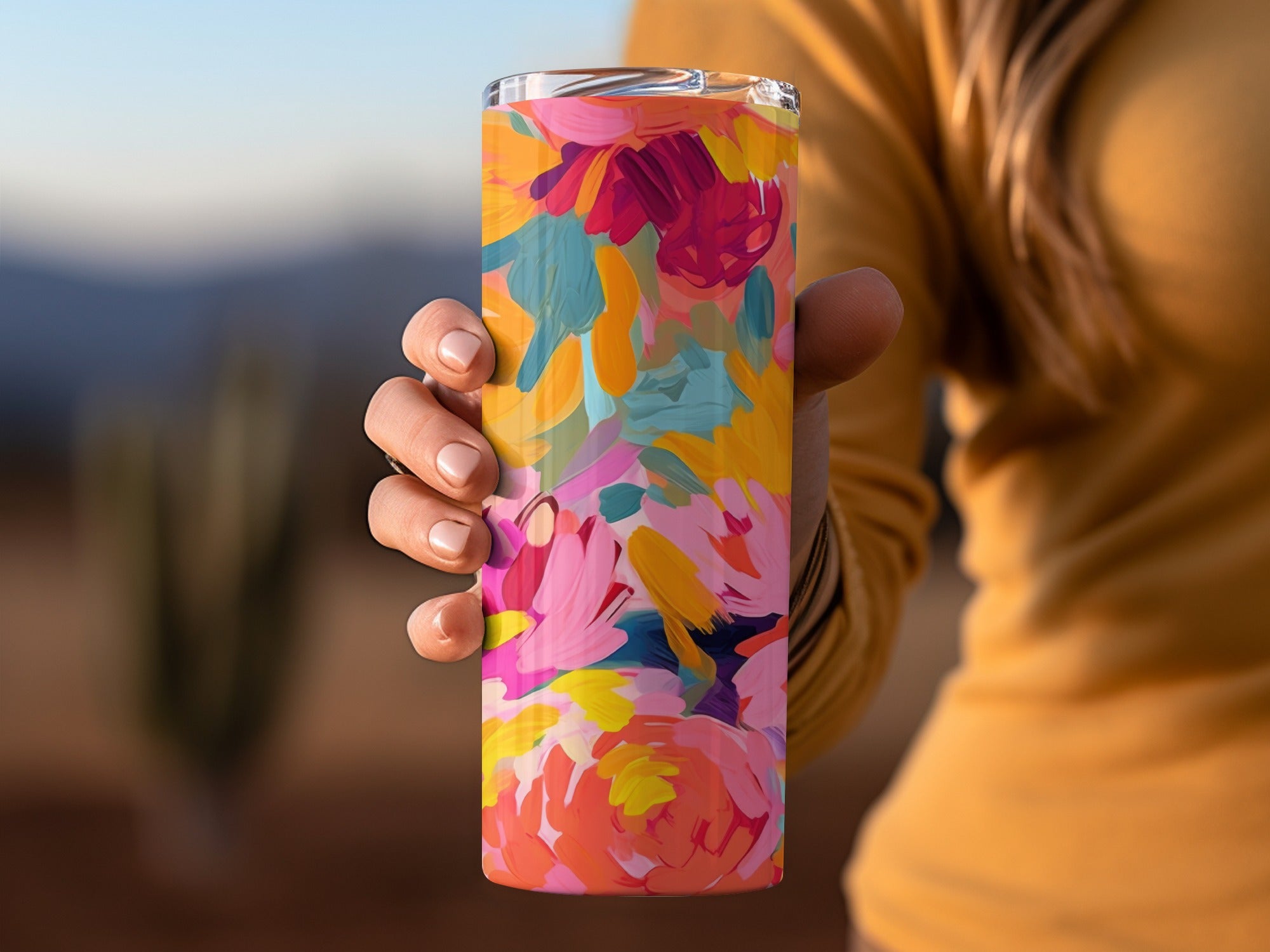 Vibrant Floral Pattern Insulated Travel Mug
