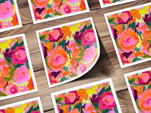 Vibrant Floral Abstract Art Print with Bold Colors