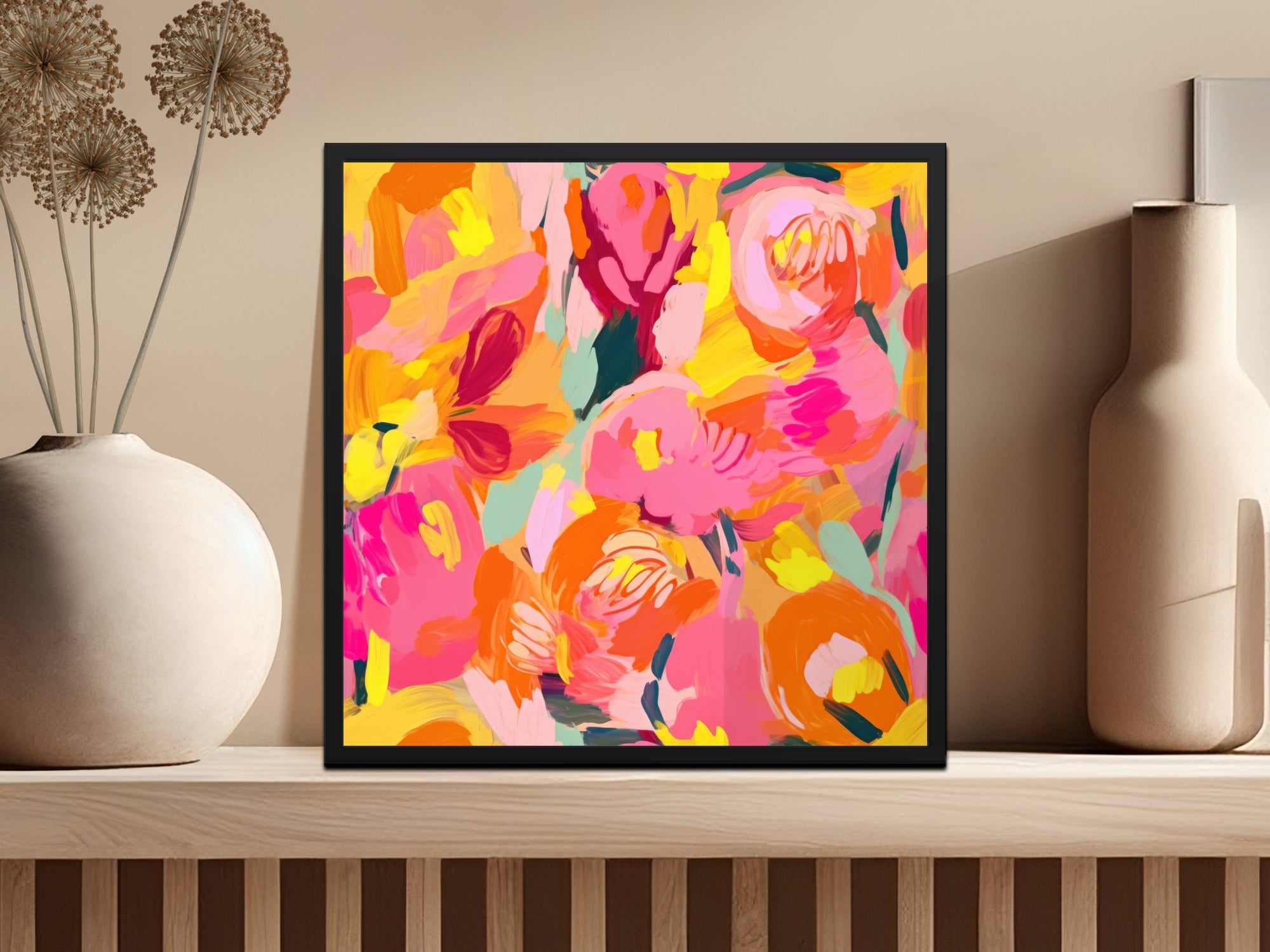Vibrant Abstract Floral Wall Art for Home Decor
