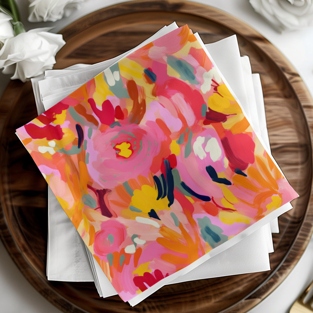 Vibrant Abstract Floral Painting Style Colorful Decorative Art