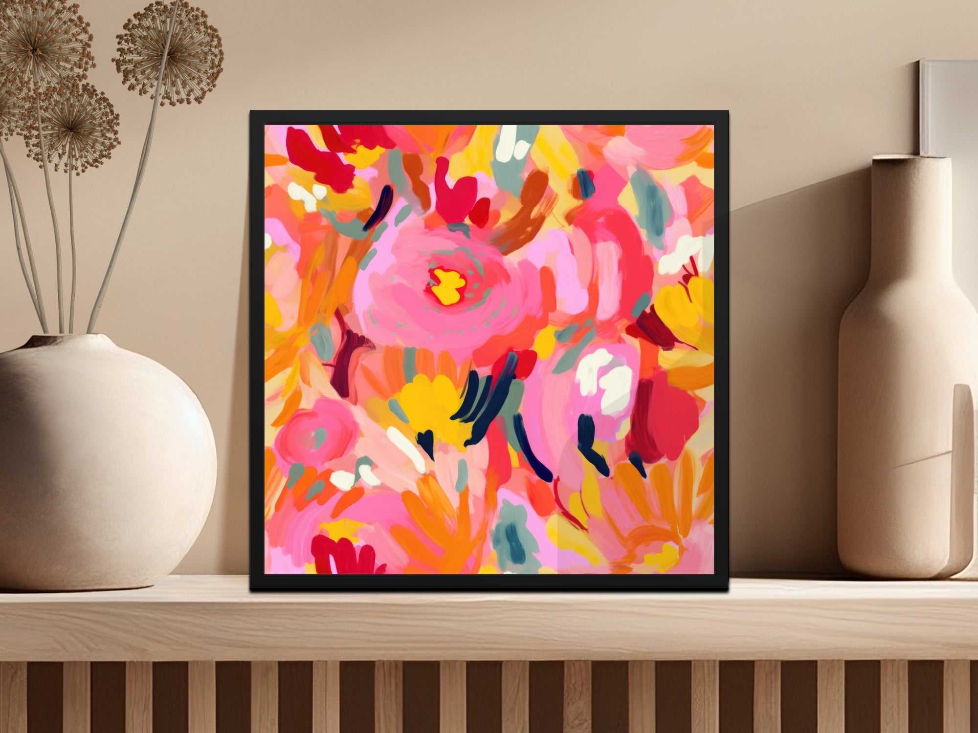 Colorful Abstract Floral Art Print for Modern Decor