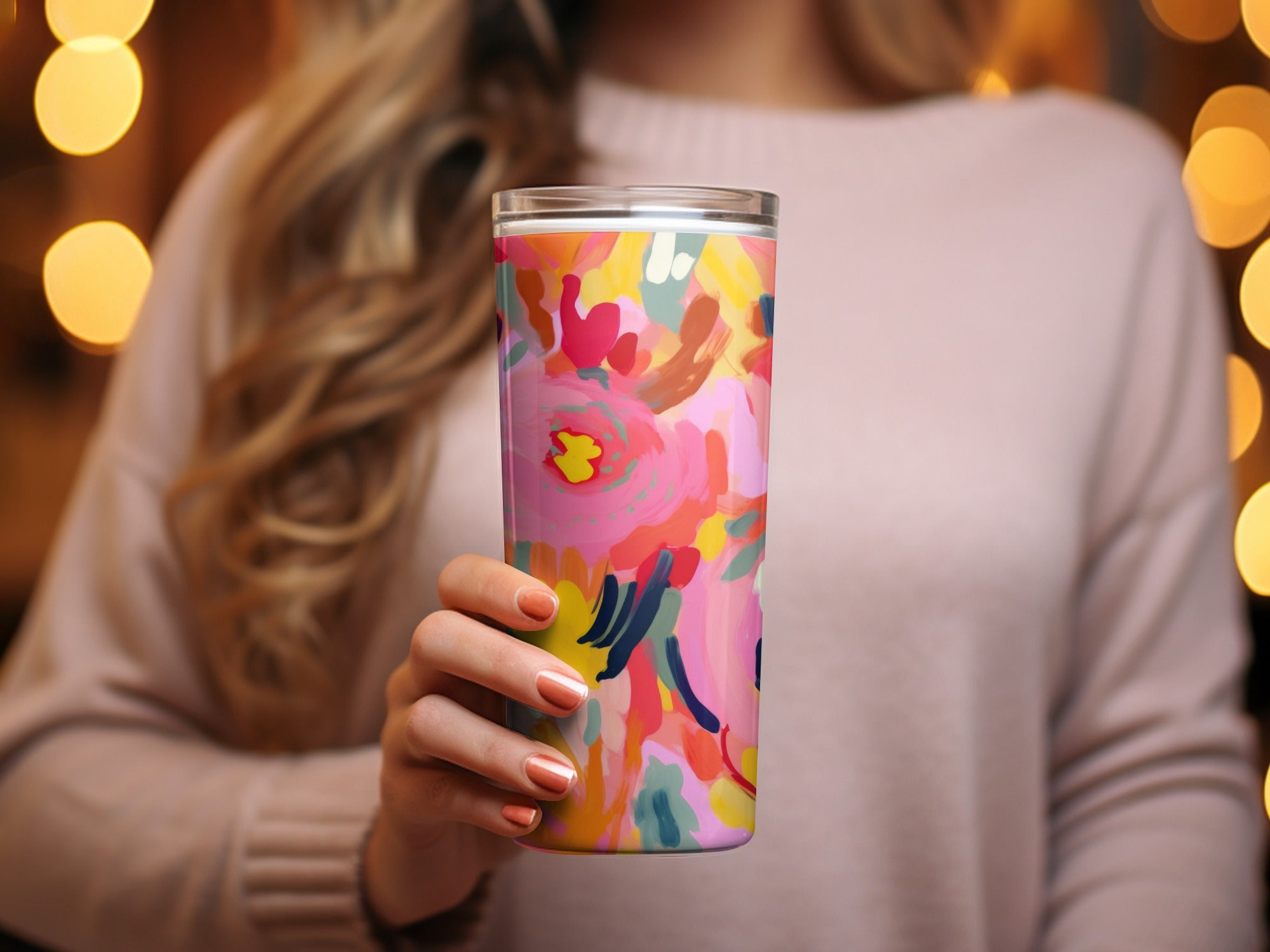 Vibrant Multicolor Floral Pattern Insulated Tumbler