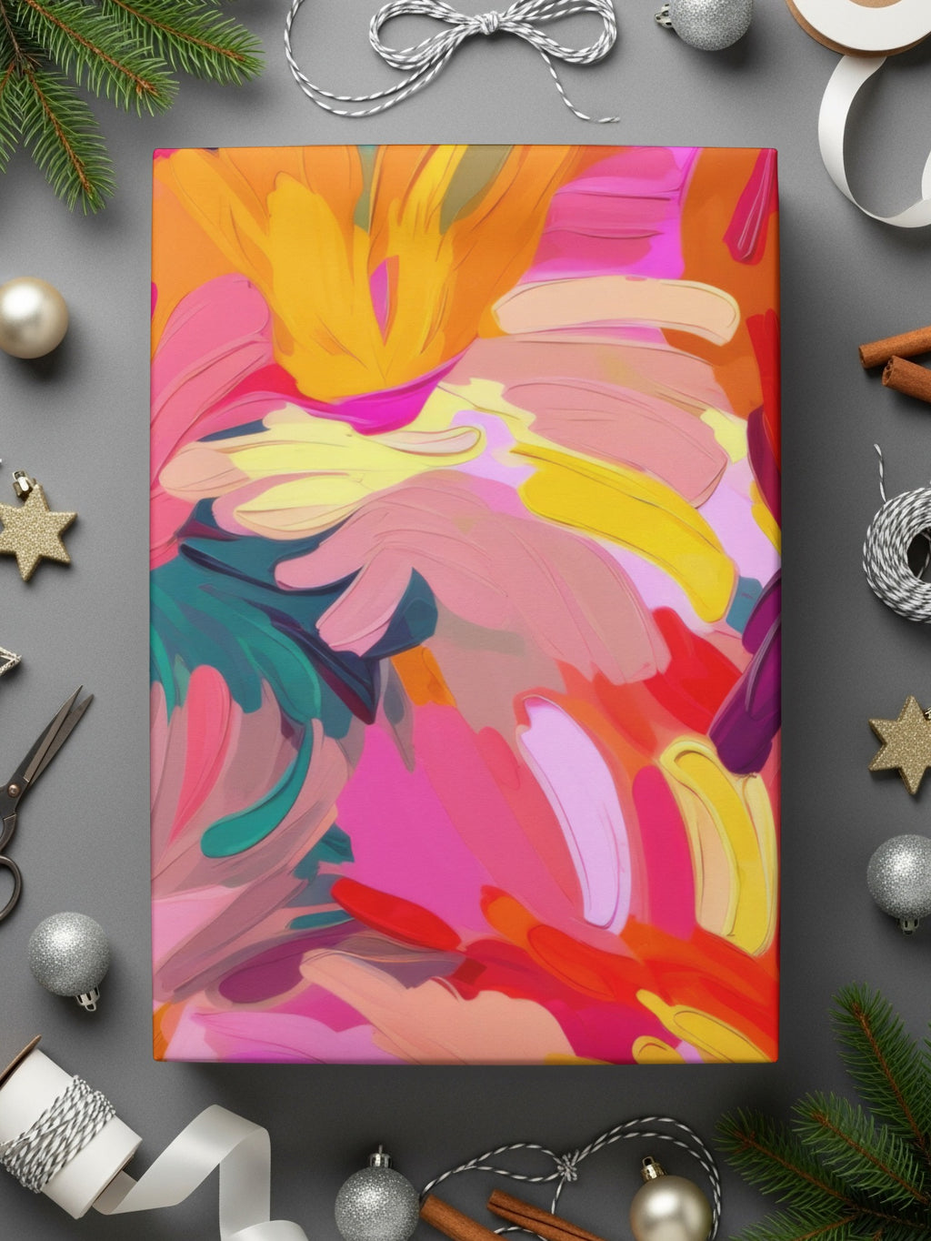 Colorful Abstract Floral Design Wrapping Paper